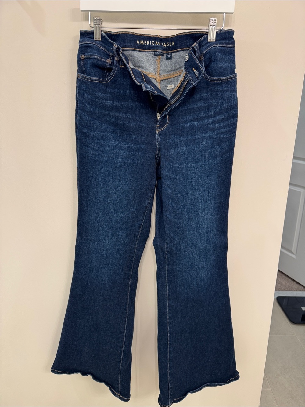 American Eagle Outfitters Dark Blue Flare Wide-Leg Jeans